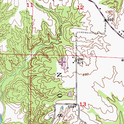Topographic Map of Winter-Wood Lake, MO