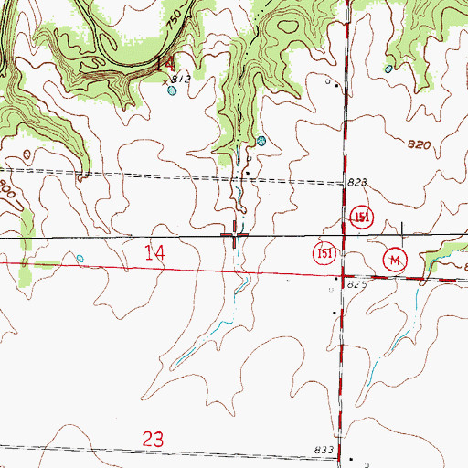 Topographic Map of O'Bannon Dam, MO