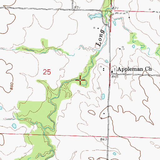 Topographic Map of Sims Lake Dam, MO