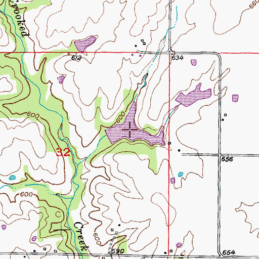 Topographic Map of Willer Lake Section 32, MO