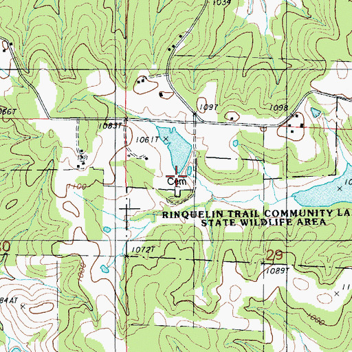 Topographic Map of Share Lake Dam, MO