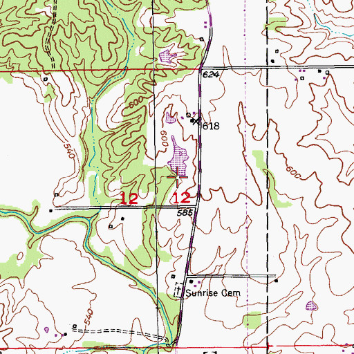 Topographic Map of Lavingon Dam, MO