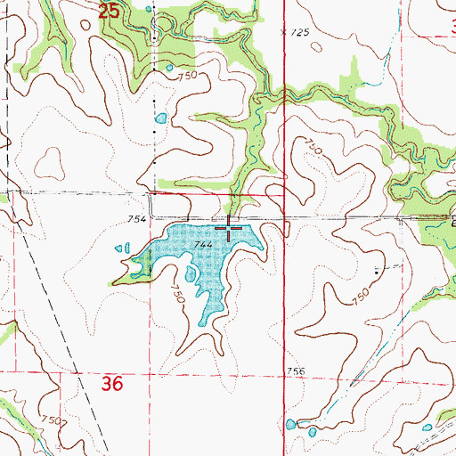 Topographic Map of Verna Moore Dam, MO