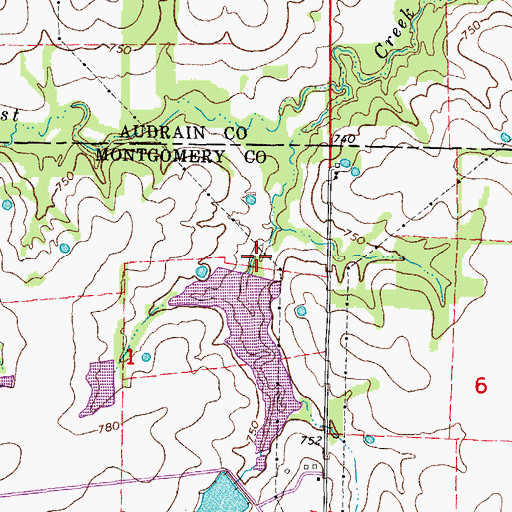 Topographic Map of Deichman Lake Dam - North, MO
