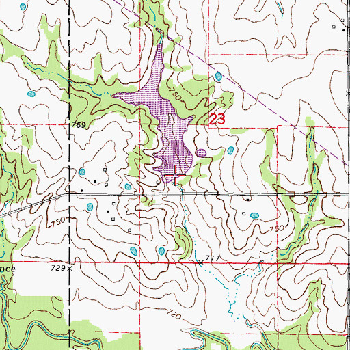 Topographic Map of Beshears Lake Dam, MO