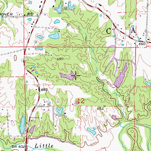 Topographic Map of Clement Lake Dam, MO