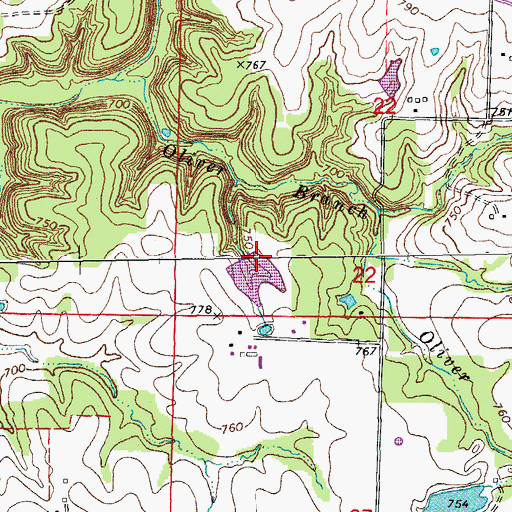 Topographic Map of Starr Lake Dam, MO