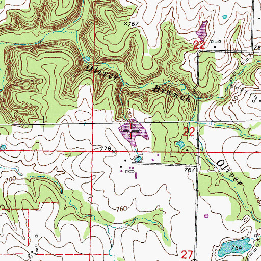 Topographic Map of Starr Lake, MO