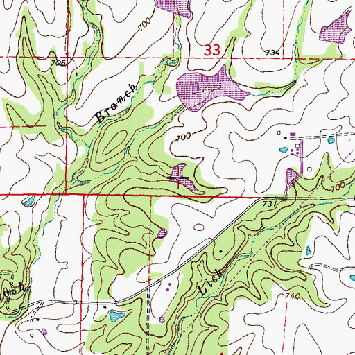 Topographic Map of Stevens Lake South Dam, MO