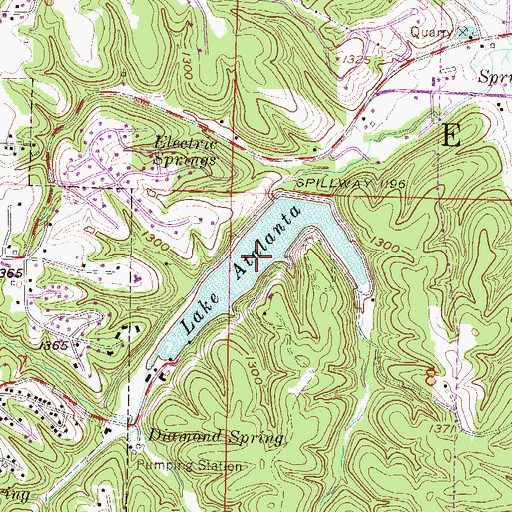 Topographic Map of Lake Atalanta, AR