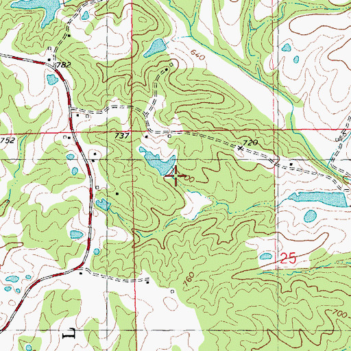 Topographic Map of Terrell Lake Dam, MO
