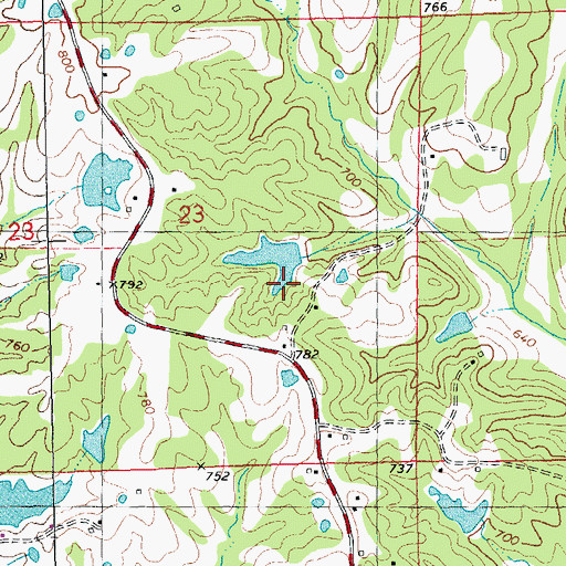 Topographic Map of Nelsens Lake Dam, MO
