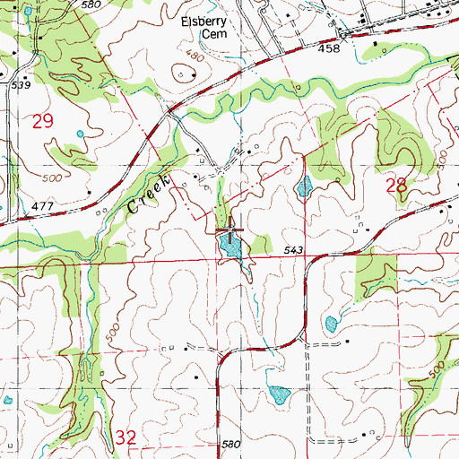 Topographic Map of Lost Creek Watershed F-2 Dam, MO