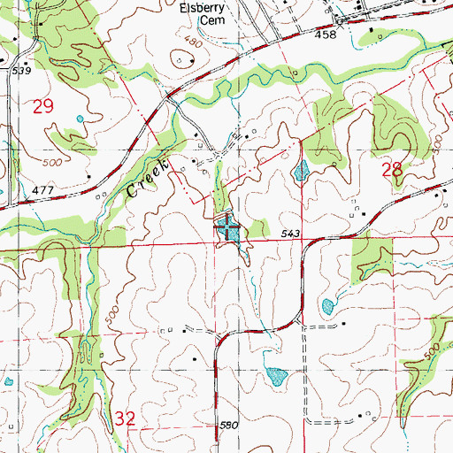 Topographic Map of Lost Creek Watershed F-2 Lake, MO