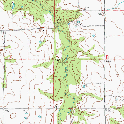 Topographic Map of Godbold Reservoir Dam, MO