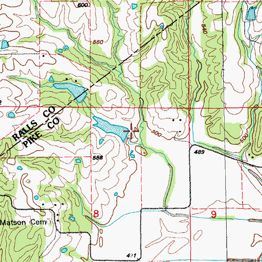 Topographic Map of Daniels Lake Dam, MO