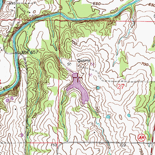 Topographic Map of Central Stone County Lake Dam, MO