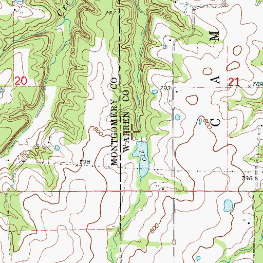 Topographic Map of Bass Lake Dam, MO