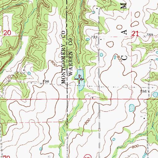 Topographic Map of Bass Lake, MO