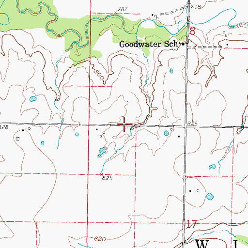 Topographic Map of Cook Lake Dam, MO