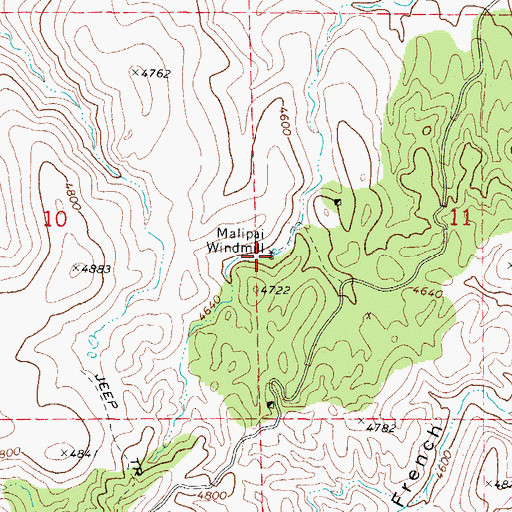 Topographic Map of Malipai Windmill, AZ