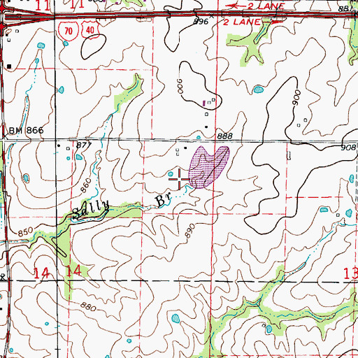 Topographic Map of Castle Lake Dam, MO