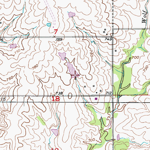 Topographic Map of Miller Lake Dam, MO