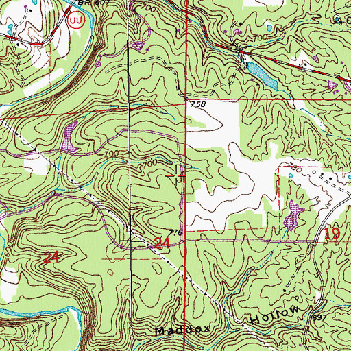 Topographic Map of Lawrence Dam, MO