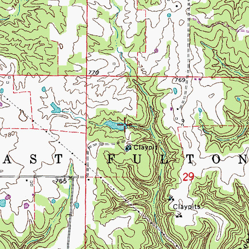 Topographic Map of Mirts Lake Dam, MO