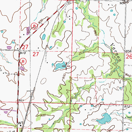 Topographic Map of Wasley Lake Dam, MO
