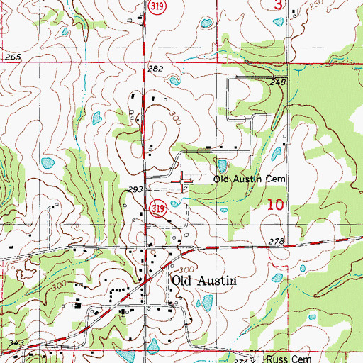 Topographic Map of Old Austin Cemetery, AR