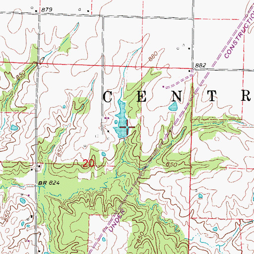 Topographic Map of Forrest Lake Dam, MO