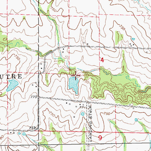 Topographic Map of Allison Lake Dam, MO