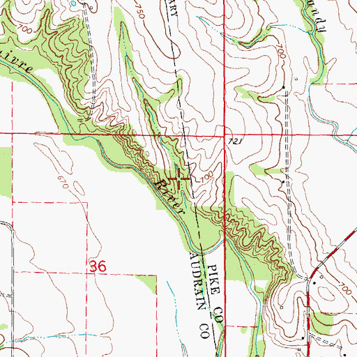 Topographic Map of Heim Lake Dam, MO