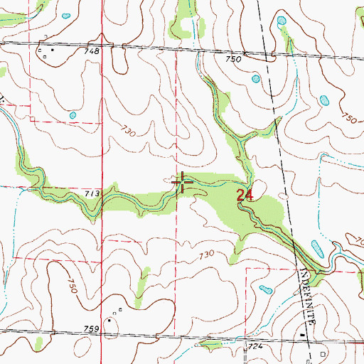 Topographic Map of Heim Lake Dam, MO