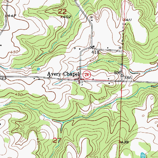 Topographic Map of Avery Chapel United Methodist Church, AR