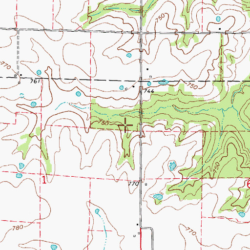 Topographic Map of Clithero Lake Dam, MO