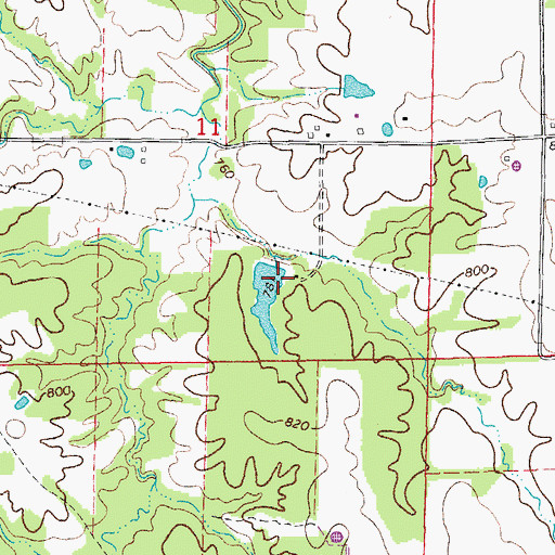 Topographic Map of Marti Lake Dam, MO