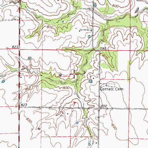 Topographic Map of Caldwell Lake Section 7 Dam, MO
