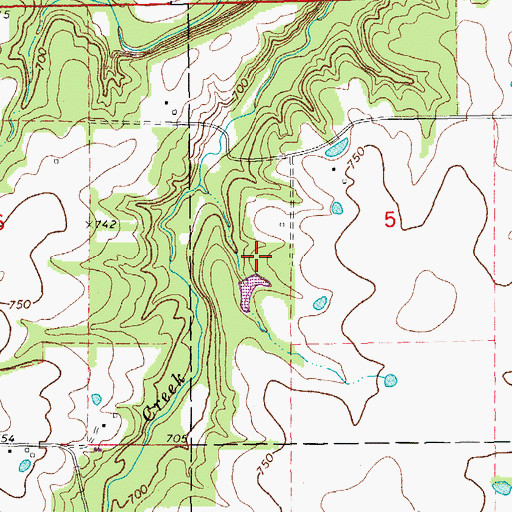 Topographic Map of Stanek Lake Dam, MO