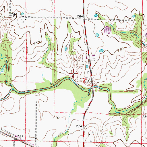 Topographic Map of Walton Lake Dam, MO
