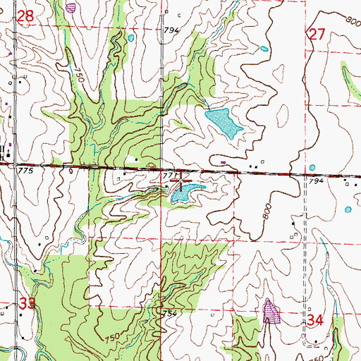 Topographic Map of Garrison Lake Dam, MO
