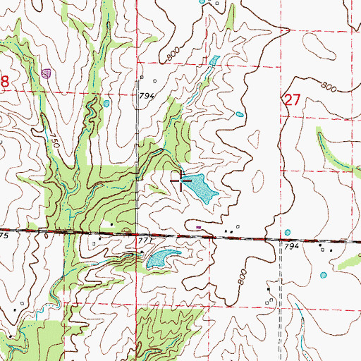 Topographic Map of Cahall Lake Dam, MO
