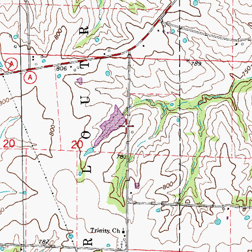 Topographic Map of Slavins Lake Dam, MO