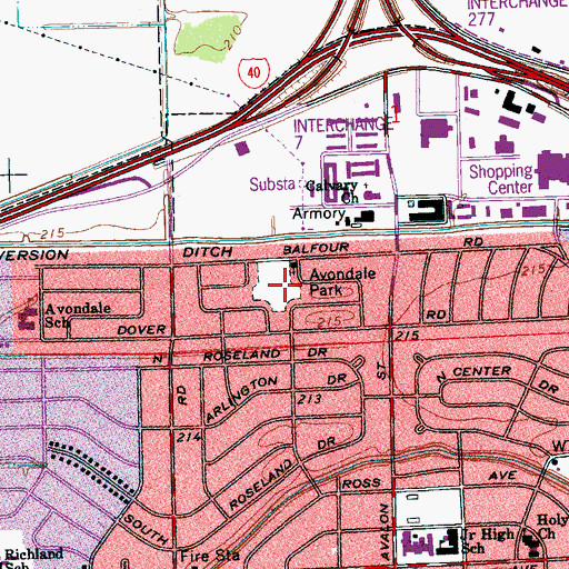 Topographic Map of Avondale Park, AR