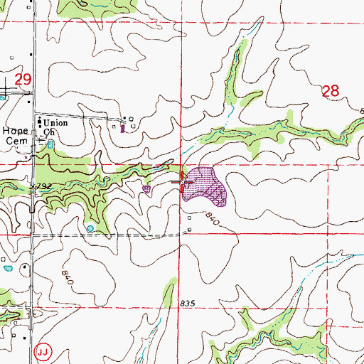 Topographic Map of Braun Lake Dam, MO