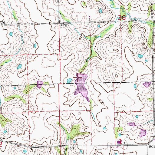 Topographic Map of Meyers Lake Dam, MO