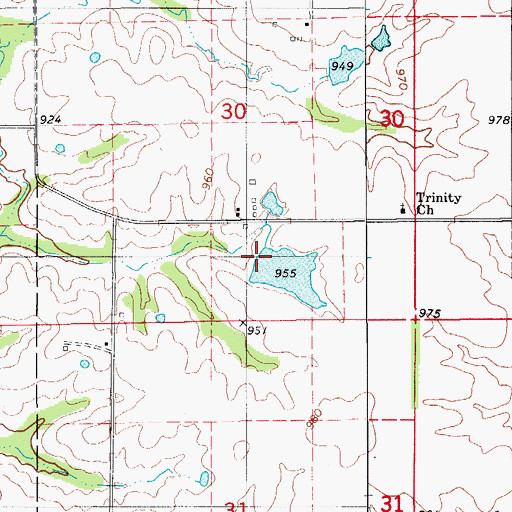 Topographic Map of Horn Lake Dam, MO
