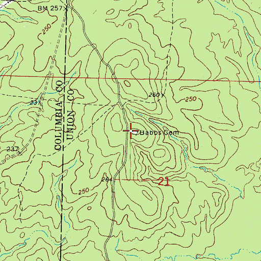 Topographic Map of Babbs Cemetery, AR