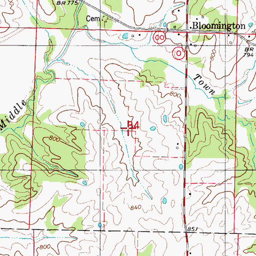 Topographic Map of McVicker Lake Dam, MO